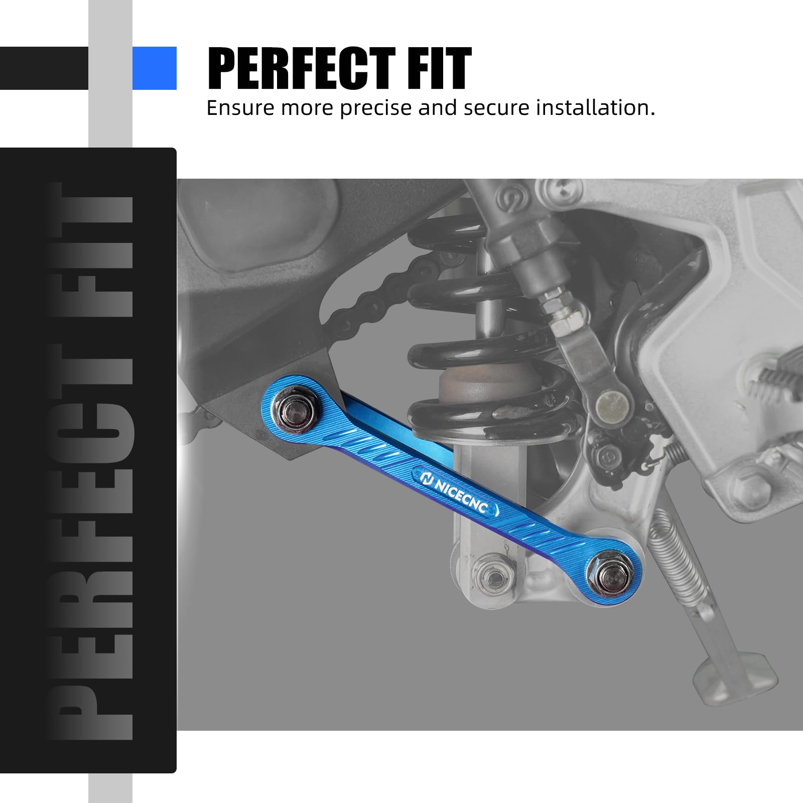 NICECNC Maillons d'abaissement Bleus de 38 mm en billette d'aluminium Compatible with Tenere 700/XTZ700 2019-2023, maillons inférieurs de Moto