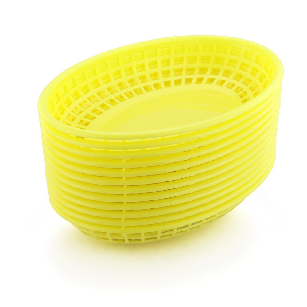 New Star Foodservice44195 Fast Food Baskets, 9 1/4 x 6 Inch Oval, Set of 36, Yellow