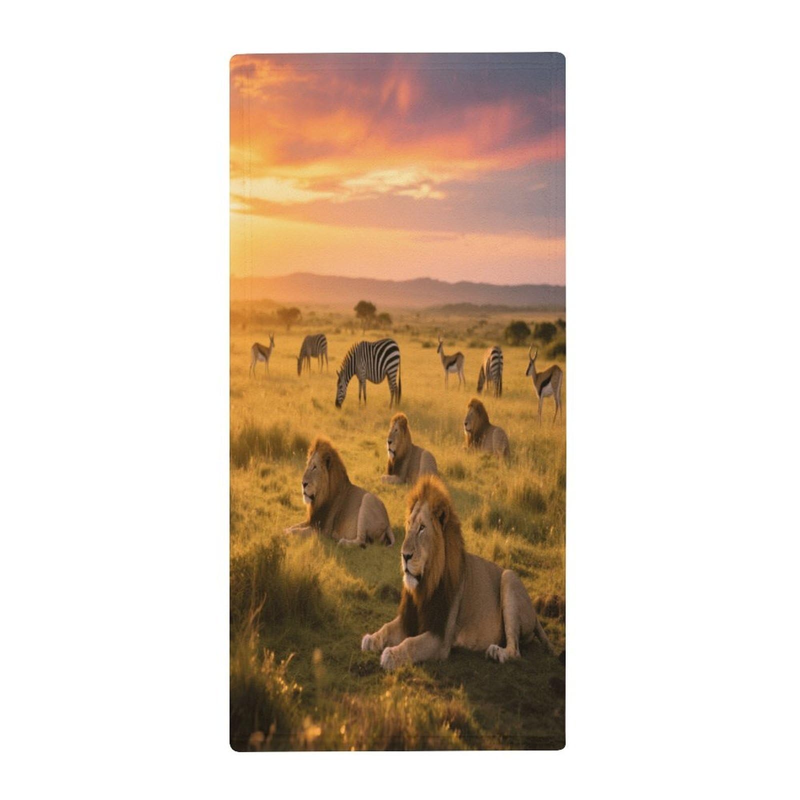 Fekiloot Style Grassland Animals At Dusk Towels For Bathroom, Bath Towels 13.8 X 28.7 Inch, Hand Towel Multipurpose Use As Bath Fitness, Bathroom, Shower, Sports, Yoga Towel