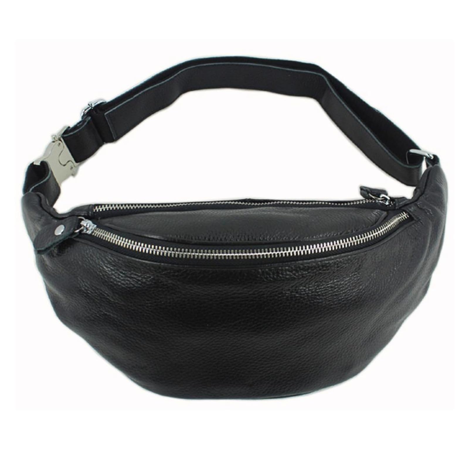 Marsupio in vera pelle per uomo, marsupio regolabile in pelle bovina pieno fiore con tasche multiple, borsa a tracolla a 3 vie