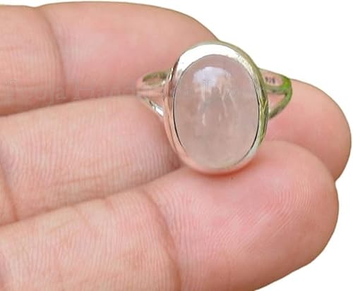 Miniatura 3 de 925 Sterling Silver Rose Quartz Ring – Handmade Boho Ring, Dainty Oval Gemstone Jewelry, Promise Ring for Women, Valentine or Christmas Gift