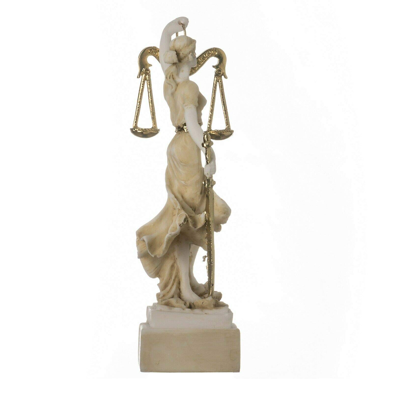 Dea Greca Themis Statua Cieca Signora Giustizia Avvocato Regalo Dorato 14 cm