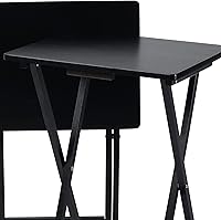 Vista 77 de PJ Wood Mesa rectangular plegable portátil para servir aperitivos, construcción de madera maciza con acabado natural (juego de 4 piezas)