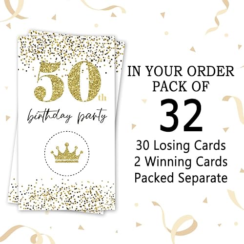 Miniatura 3 de REWIDPARTY Tarjetas de juego para raspar para fiesta de cumpleaños número 50 (32 piezas) para fiesta de cumpleaños número 50, tarjetas rascadoras
