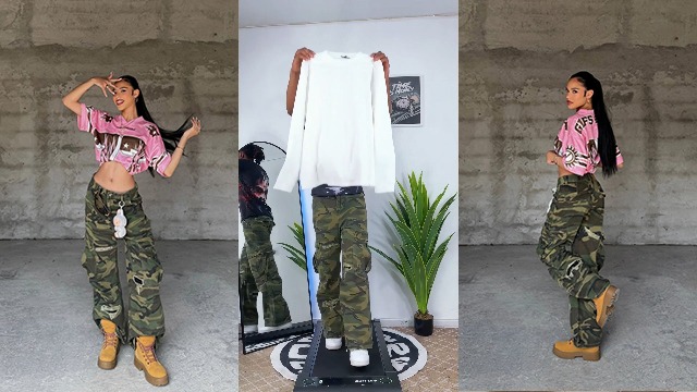 Amazon.com: thesupermade Cargo Pants Camo Baggy Streetwear Wide