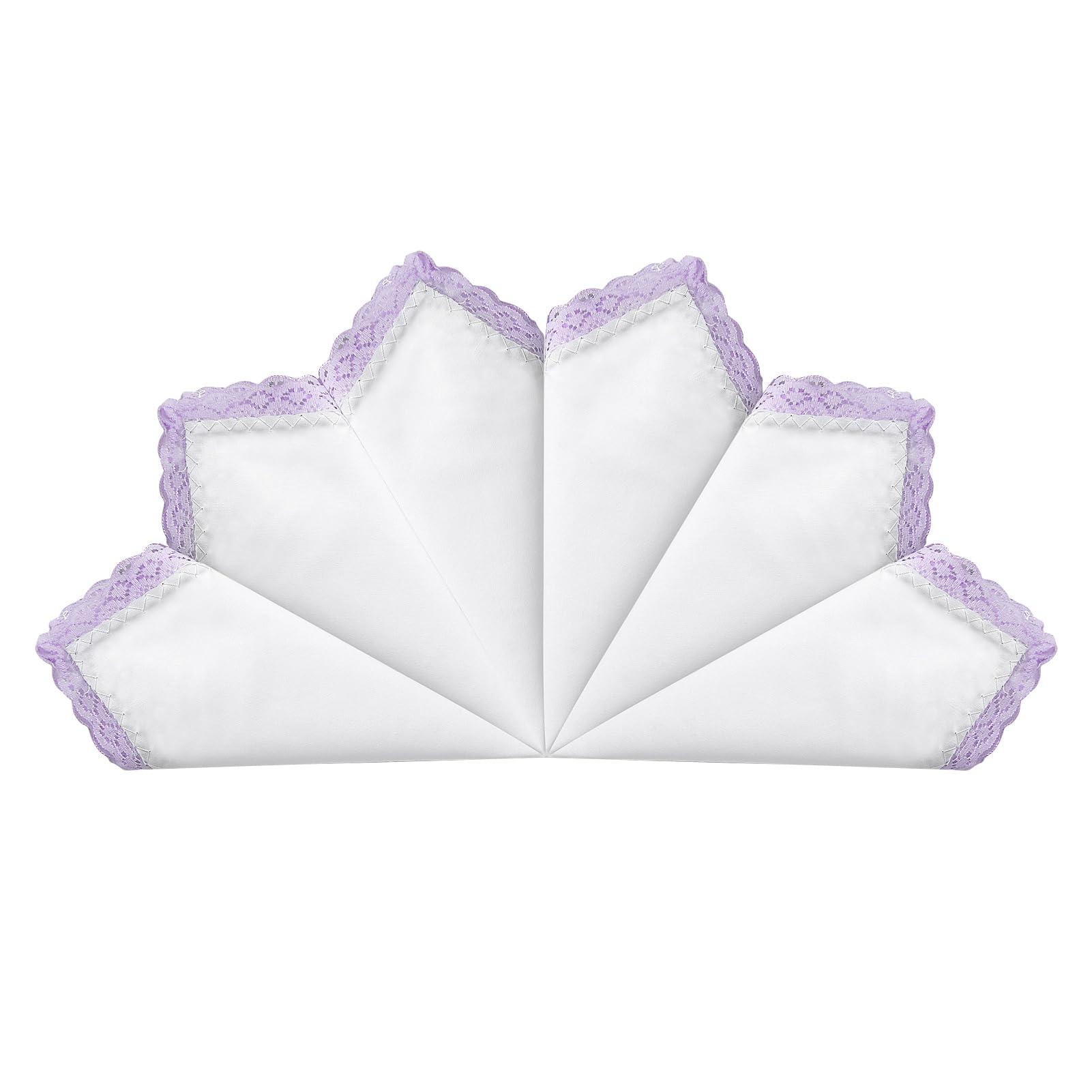 HOULIFE Ladies Handkerchiefs with Lace, Soft Cotton White Handkerchiefs with Lace Edge for Women Female Embroidery (6, Purple)