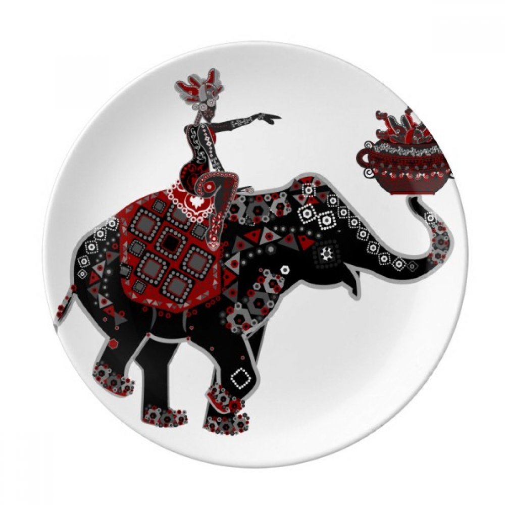 Cadeau de crémaillère assiette porcelaine éléphant totem coloré