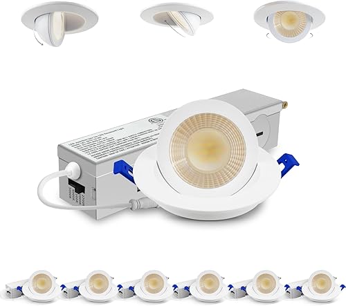 Miniatura 25 de Adetu luces LED empotrables de 4 pulgadas 5CCT con cardán en negro, iluminación empotrable direccional ajustable 360°+90°, luces de lata LED Negro-4