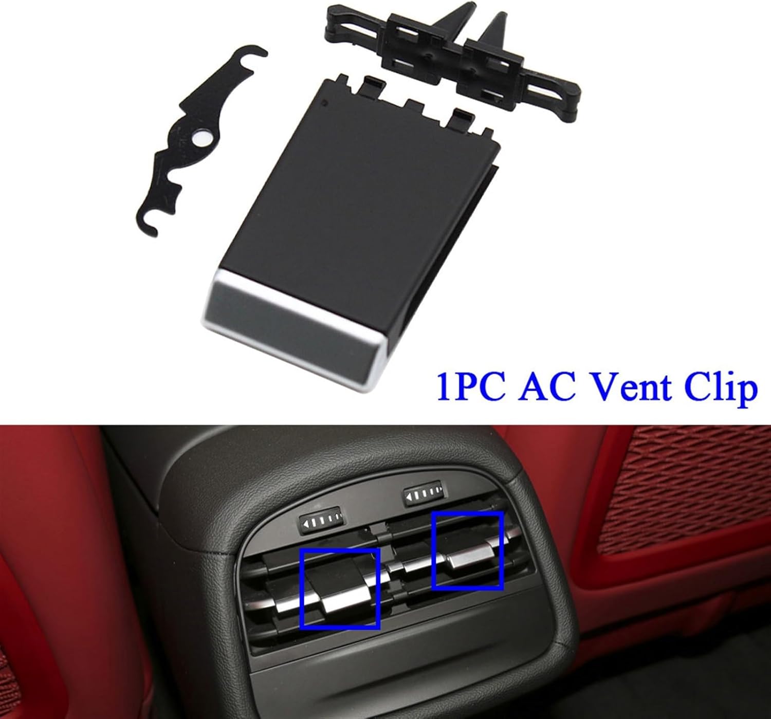 Car Rear Console Air Conditioner Ac Vent Grille Outlet Cover Panel Compatible with Maserati Ghibli 2014 2015 2016 2017 2018 2019 2020(1PC ac Vent Clip)
