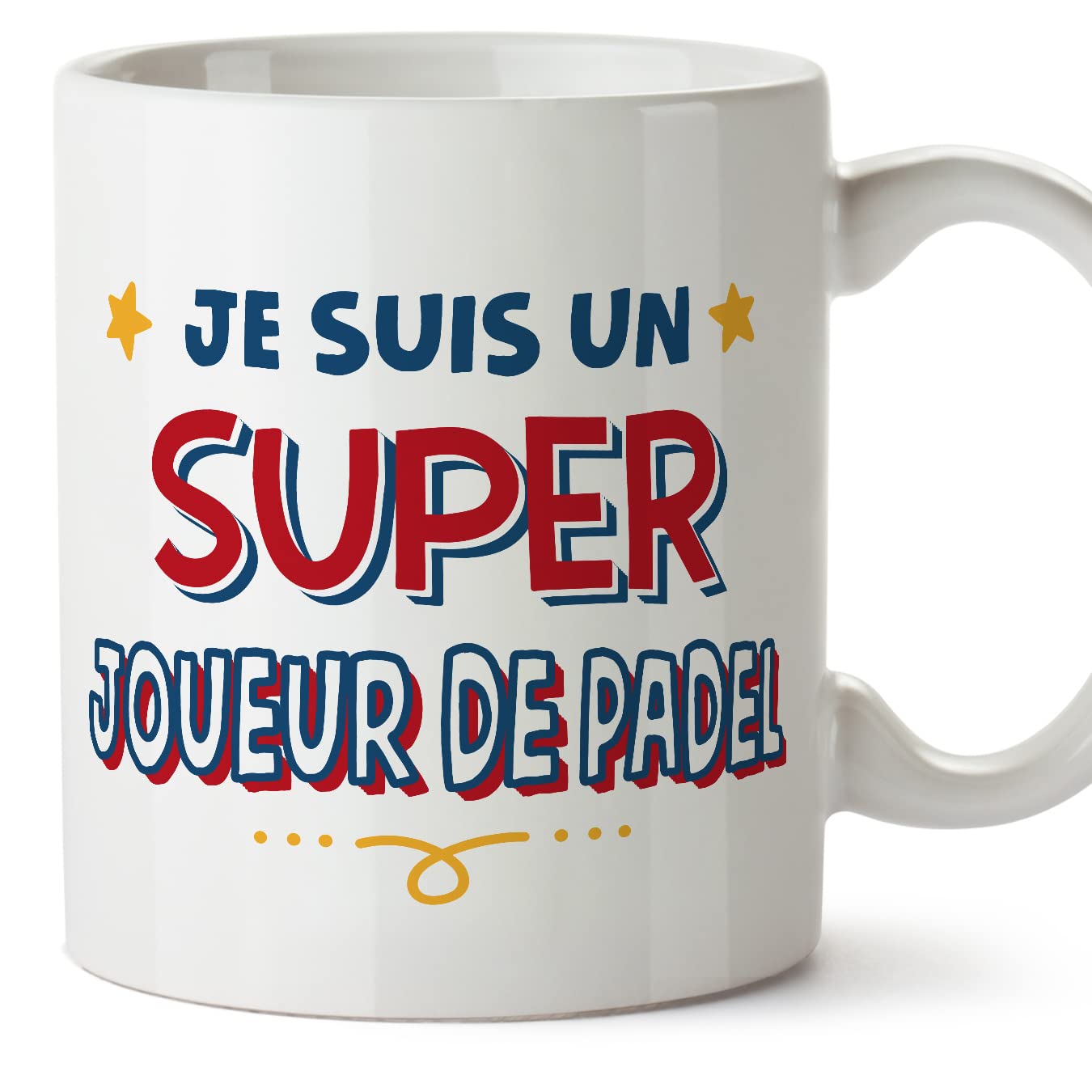 MUGFFINS Padel Player Man Mug - in French - Je Suis Super - Funny Gift for Colleagues - Ceramic 11oz Mug — image 1