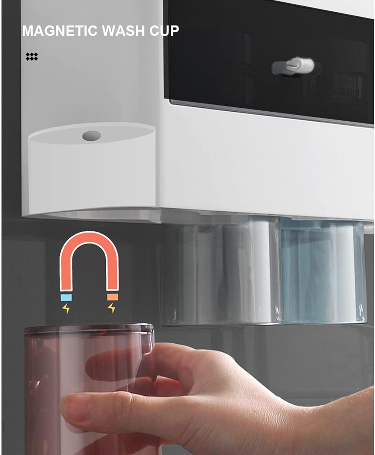 Toothpaste Dispenser Household Automatic Toothpaste Squeezing Device Toothbrush Rack Bathroom Wall-Mounted Punch-Free Storage Box Set with Drawer (A)