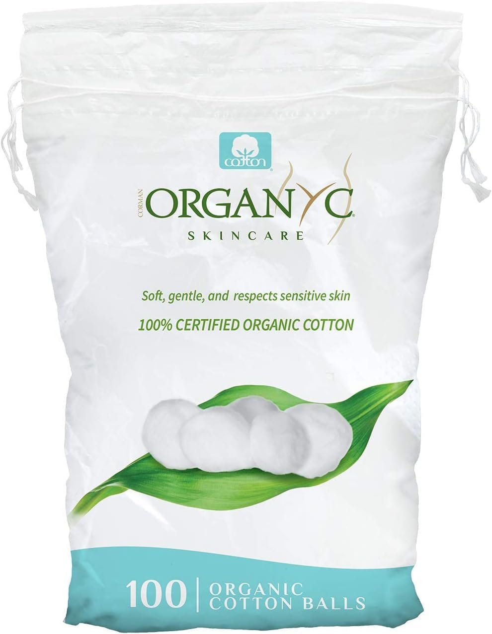 Organyc 100% Organic Cotton Balls for Sensitive Skin 100 Count (Pack of 12)