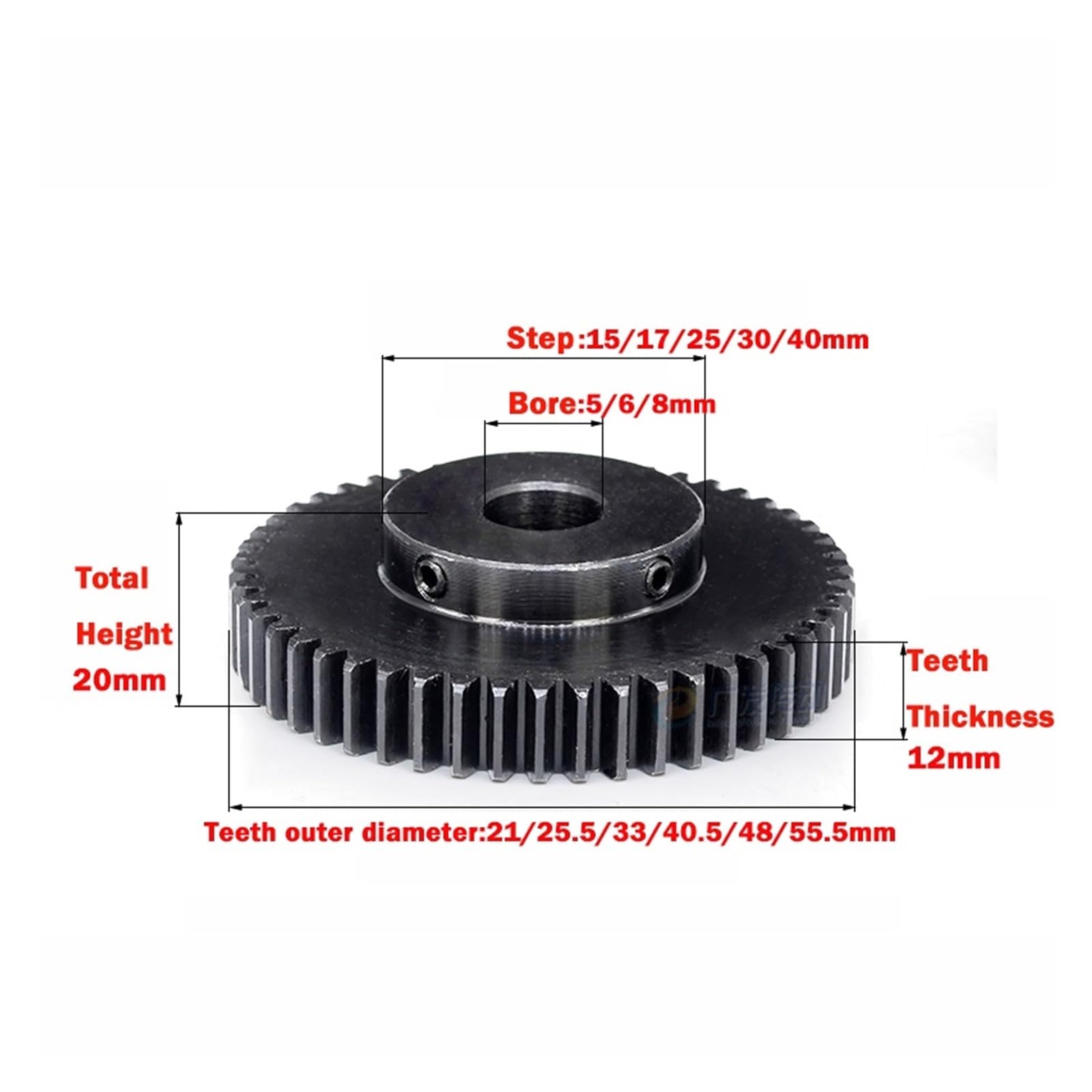 Crémaillère linéaire droite en acier, Pignon d'engrenage droit 1.5 Mod 12T-35T alésage 5/6/8mm étape 15-40mm 45 acier au carbone haute trempe(35 Teeth(Bore 8mm))
