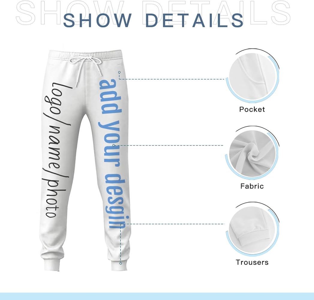 Amazon.com: Custom Sweatpants Jogger Pants for Men, Add Text Logo