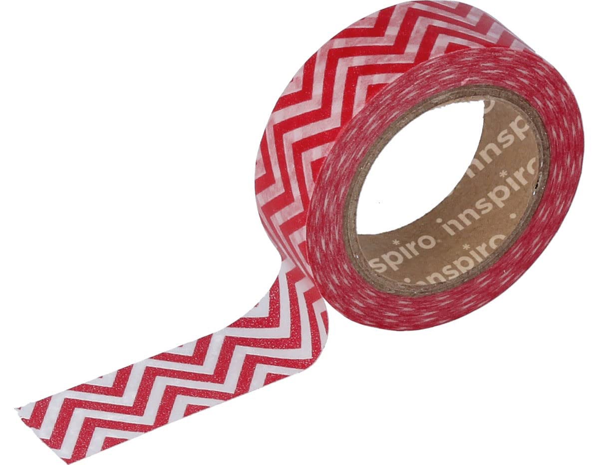 INNSPIRO Washi Tape Zig Zag Red 15 mm x 10 m Deco Series