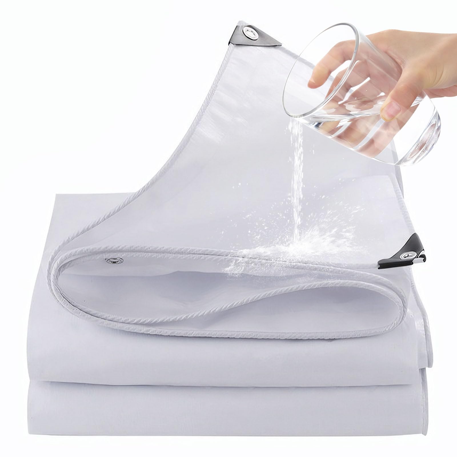 MINGPINHUIUS Lona impermeable con ojales, lona blanca de polietileno de 180 g/m², resistente a los rayos UV, a la intemperie, resistente a los desgarros, para muebles de jardín, piscina, coche, barco