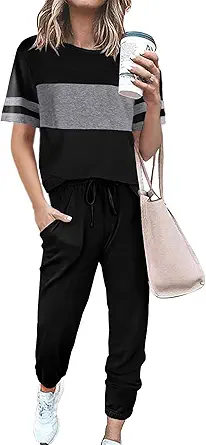 PRETTYGARDEN Women's Two Piece Sets 2025 Summer Spring Jogger Pants Travel Vacation Lounge Outfits Airplane Matching Clothes