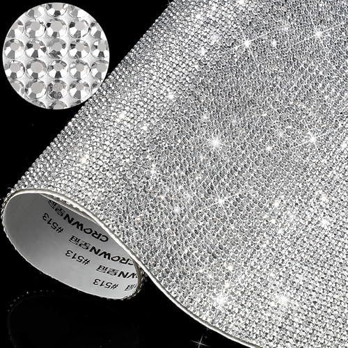 Image of winwell Self-Adhesive Glass Rhinestone Sheet - 13x9 Inch Cuttable Crystal Sticker for DIY Crafts, Phone Cases, Gift Wrapping, and Home Decor Items (Silver)