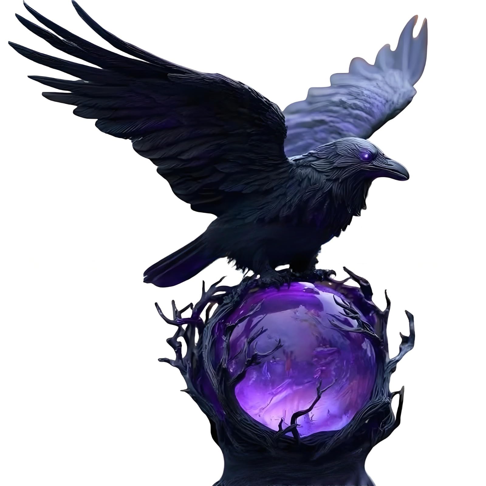 Gothic Raven Moonlight LED Light, 3D Hollowed-Out Lantern, Soft Purple Light, Mysterious Raven Sculpture Perched on a Glowing Sphere, Suitable for Collectors and Halloween Enthusiasts