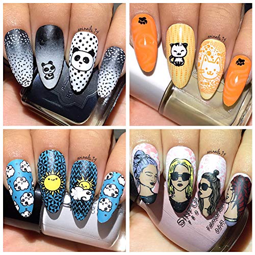 Ejiubas Double-sided Modern Design Geometry Pattern New Nail Art Stamping Plates 2 Pcs