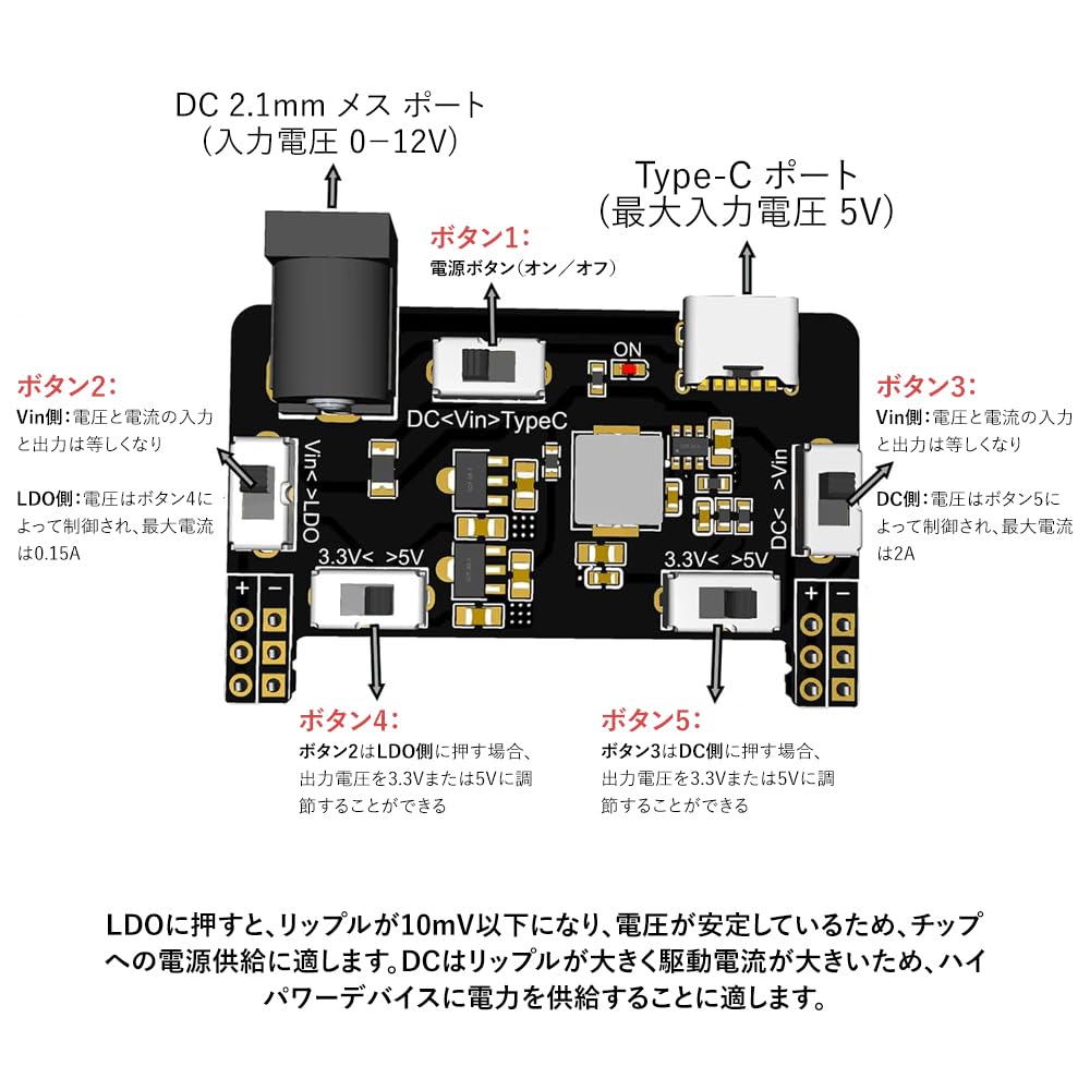 Amazon | Treedix 電源モジュール ブレッドボード用 Type Cコネクタ DC 2.1mmポート付き 3.3V/5.5V 0.15A/2A  | 基板部品 | 産業・研究開発用品 通販