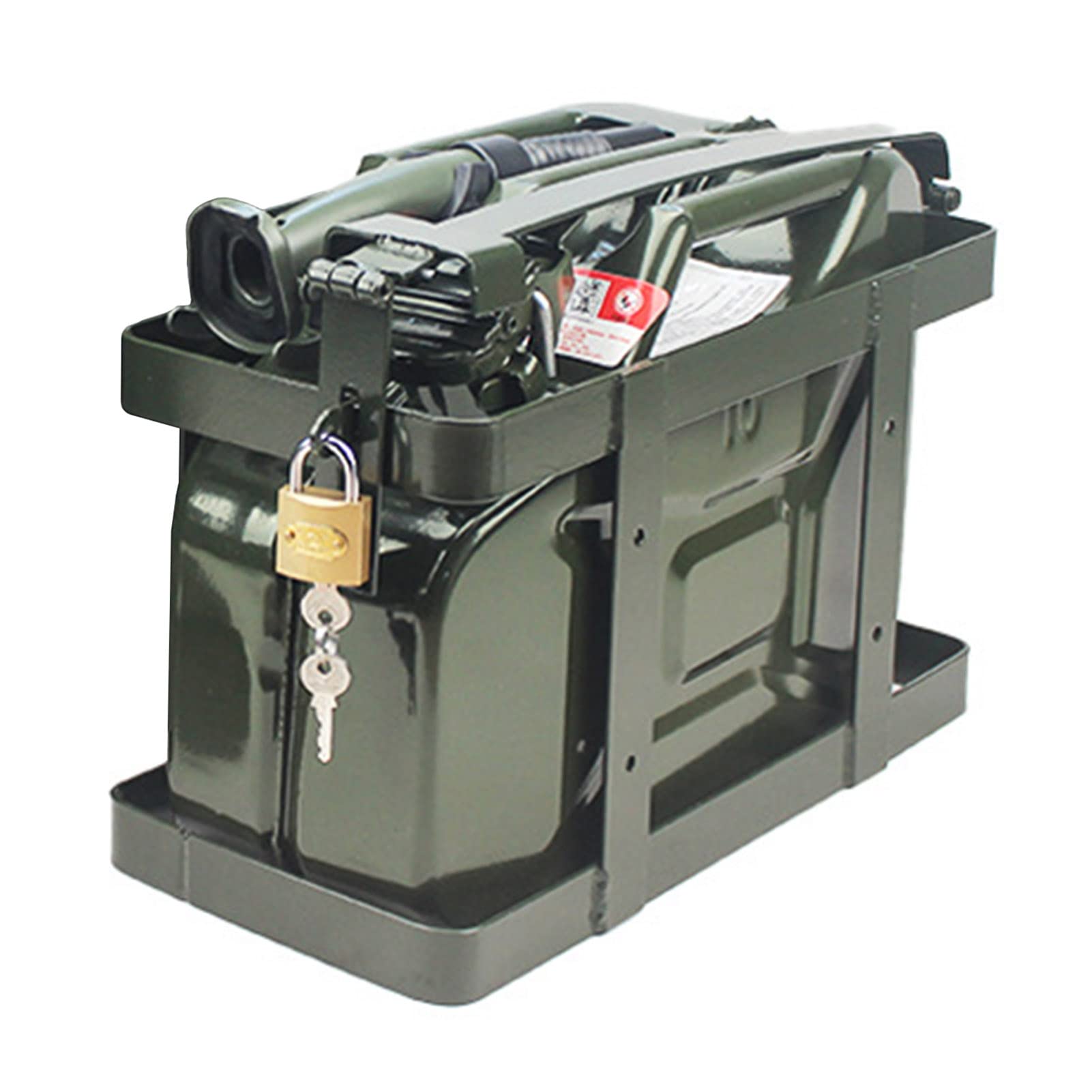 10-Liter-Metallkanister und Kraftstofftankhalter mit Ölführung, ideal für Flüssigkeiten, Benzin und Diesel (Schlüssel und Schlösser Nicht im Lieferumfang enthalten)