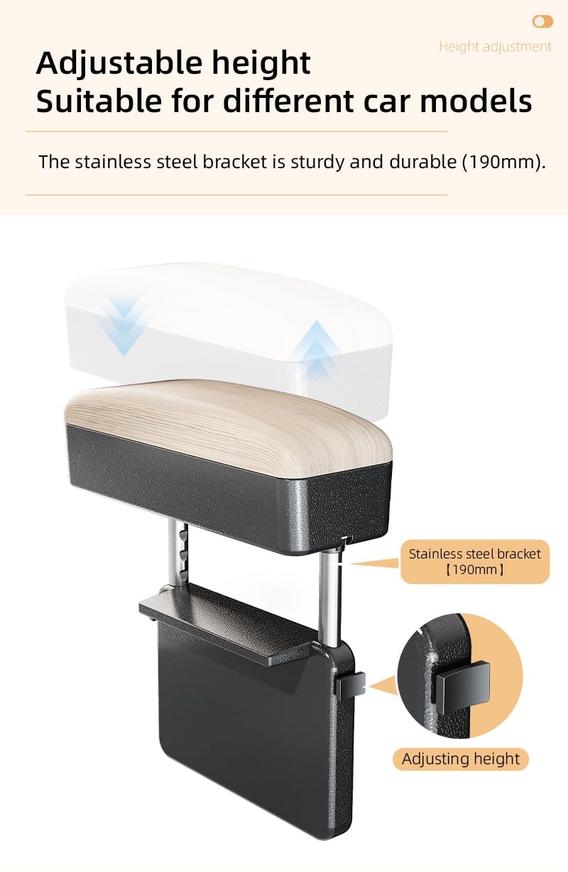 Reposabrazos de coche, reposabrazos para coche, consola central ajustable, caja de almacenamiento, caja de almacenamiento para relleno de espacio de asiento de coche, soporte de muñeca para codo