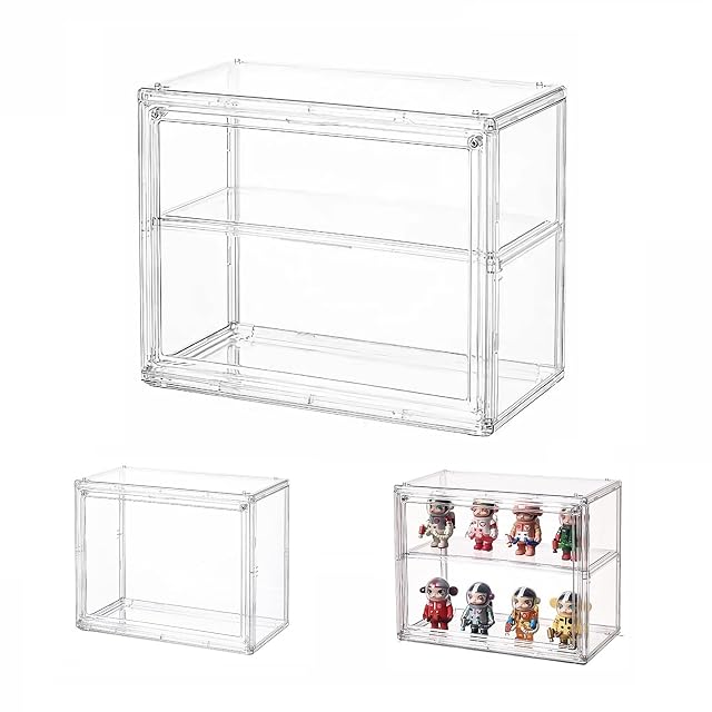 Dasellfa Vitrinas para Colecciones, Plexiglass Vitrina Expositora,Expositor Metacrilato,Vitrina Coleccionista Acrílico Transparente, con Puerta,Figuras de AccióN,Juguetes,Miniaturas (27*13*22cm)