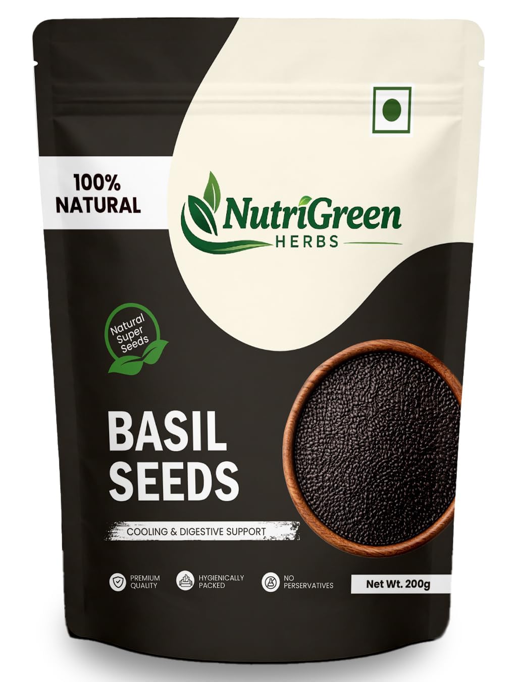 NutriGreen Herbs Basil Seeds 200g Pack of 2 | Raw Sabja Seeds for Eating | Nutrient Rich Tukmaria Seed | High Fiber & Omega 3 | Natural Seeds for Drinks, Smoothies & Falooda-image-36