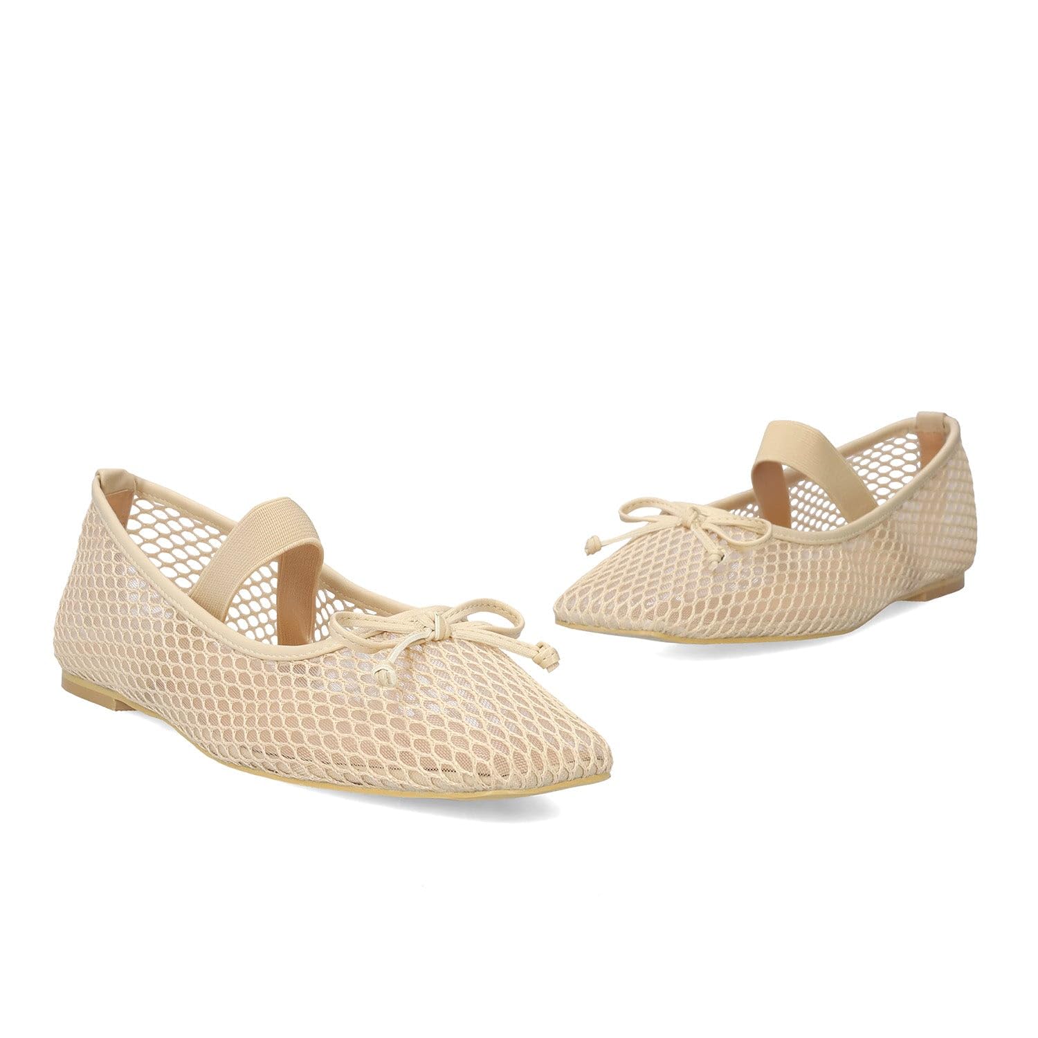 Andrés Machado Ballerine Donna in Rete – AM6062 | Scarpe Basse con Cinturino Elastico e Fiocco | Punta Quadrata | Taglie Piccole e Grandi 32–35/42–46 EU