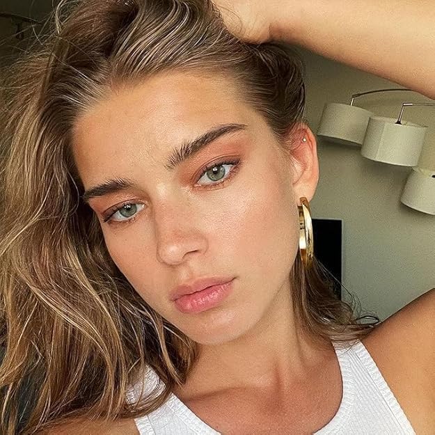 14K Gold Plated Hoop Earrings for Women Big Gold Plated Earrings Square-edge Jewelry Timeless Hypoallergenic Hoop Earrings