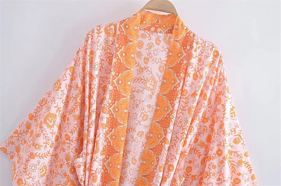 Kimono de plage ample pour femme - En rayonne de coton - Style bohème, Comme indiqué sur la photo, M