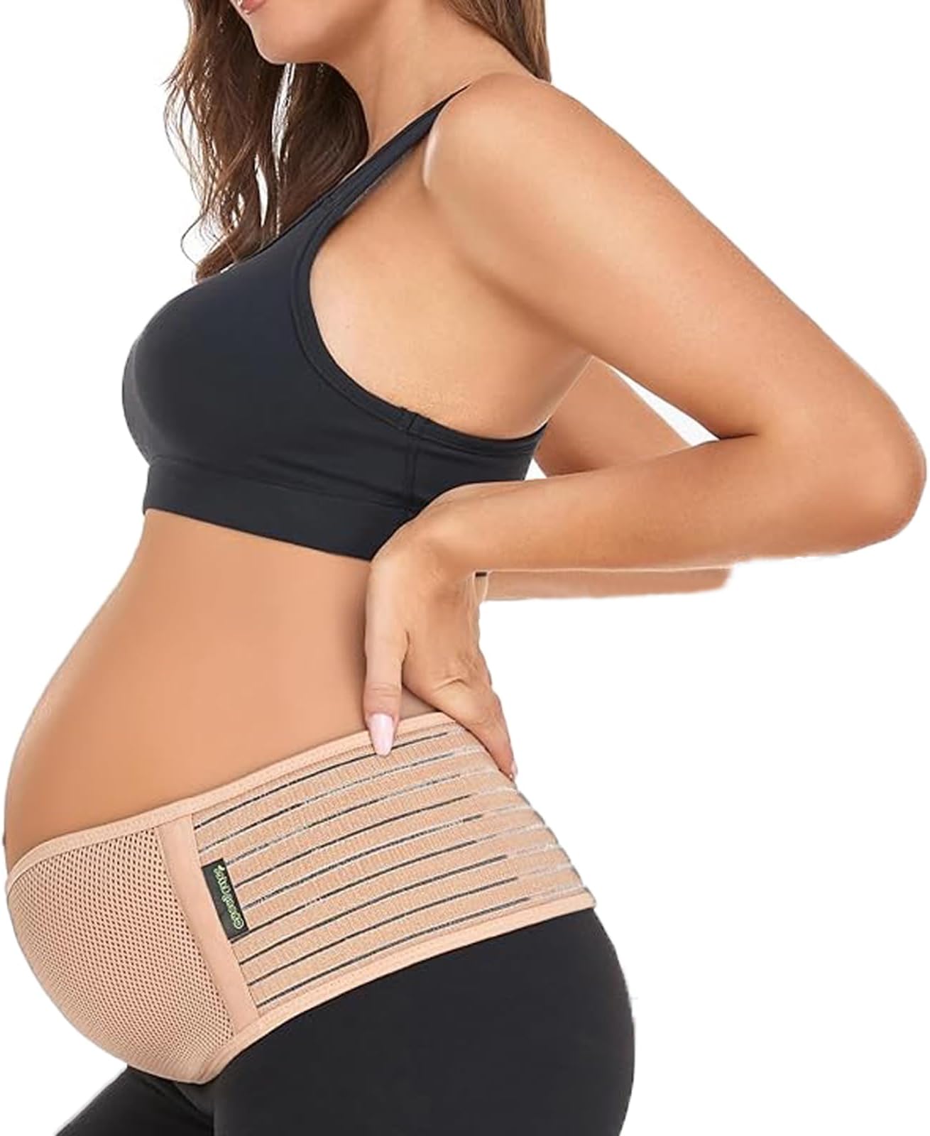 ChongErfei Pregnancy Belly Band Maternity Belt Back Support Abdominal Binder Back Brace - Relieve Back, Pelvic, Hip Pain for Pregnancy Recovery (ZNude, One Size) Beige