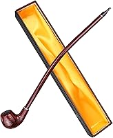Hysagtek 16" Churchwarden Long Stem Wooden Tobacco Pipe with Gift Box - Classic Pattern Smoking Pipe