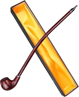 Hysagtek 16" Churchwarden Long Stem Wooden Tobacco Pipe with Gift Box - Classic Pattern Smoking Pipe
