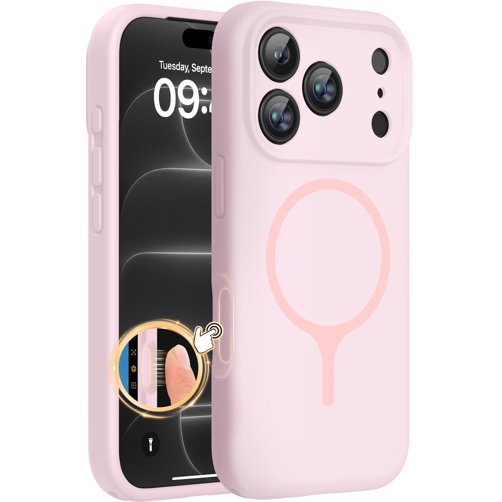Miracase Silicone &amp; Magnetic for iPhone 18 Pro Max Case, Sand Pink