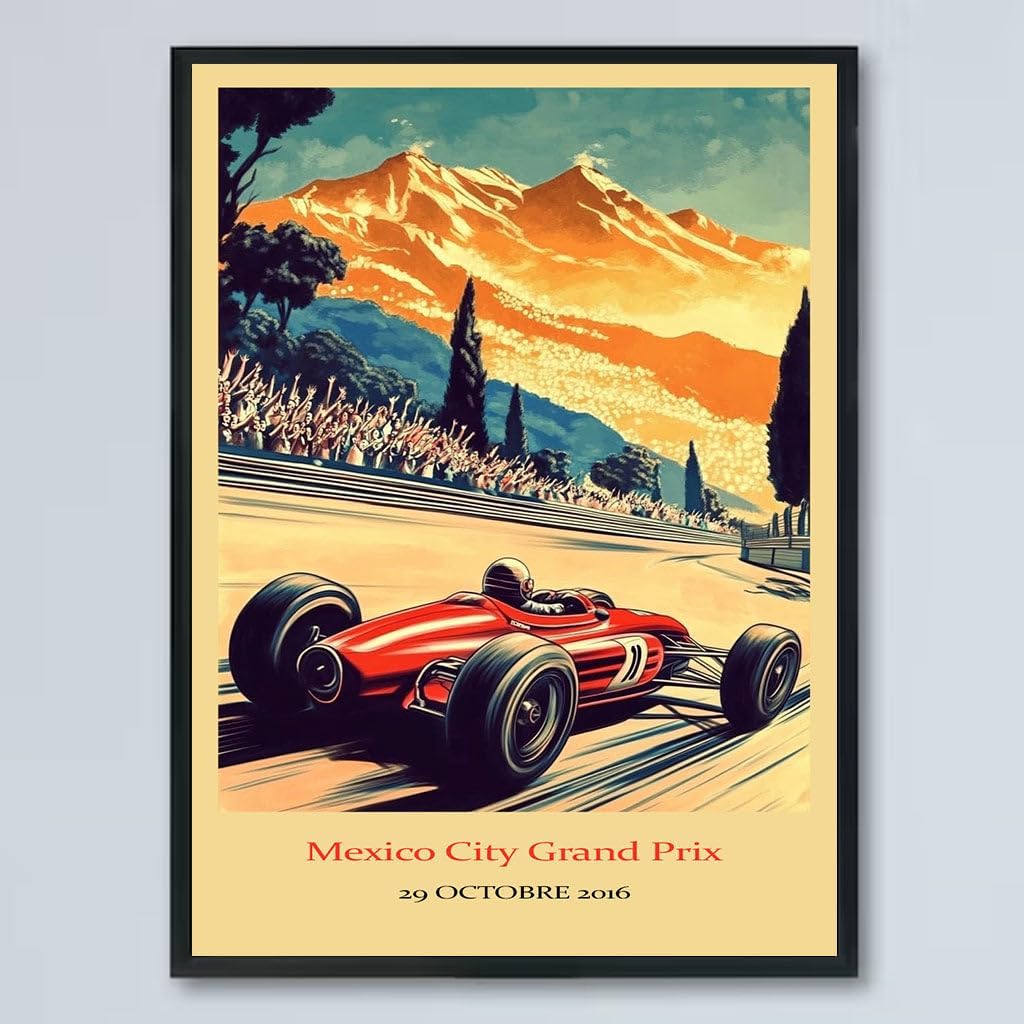 Vintage F1 Racing Mexico City Grand Prix 29 OCTOBRE 2016 Poster, Race Car Print, Vintage Car Racing Poster, Race Fan Gift, Executive Office Decor, F1 Gift Idea CLMnZV