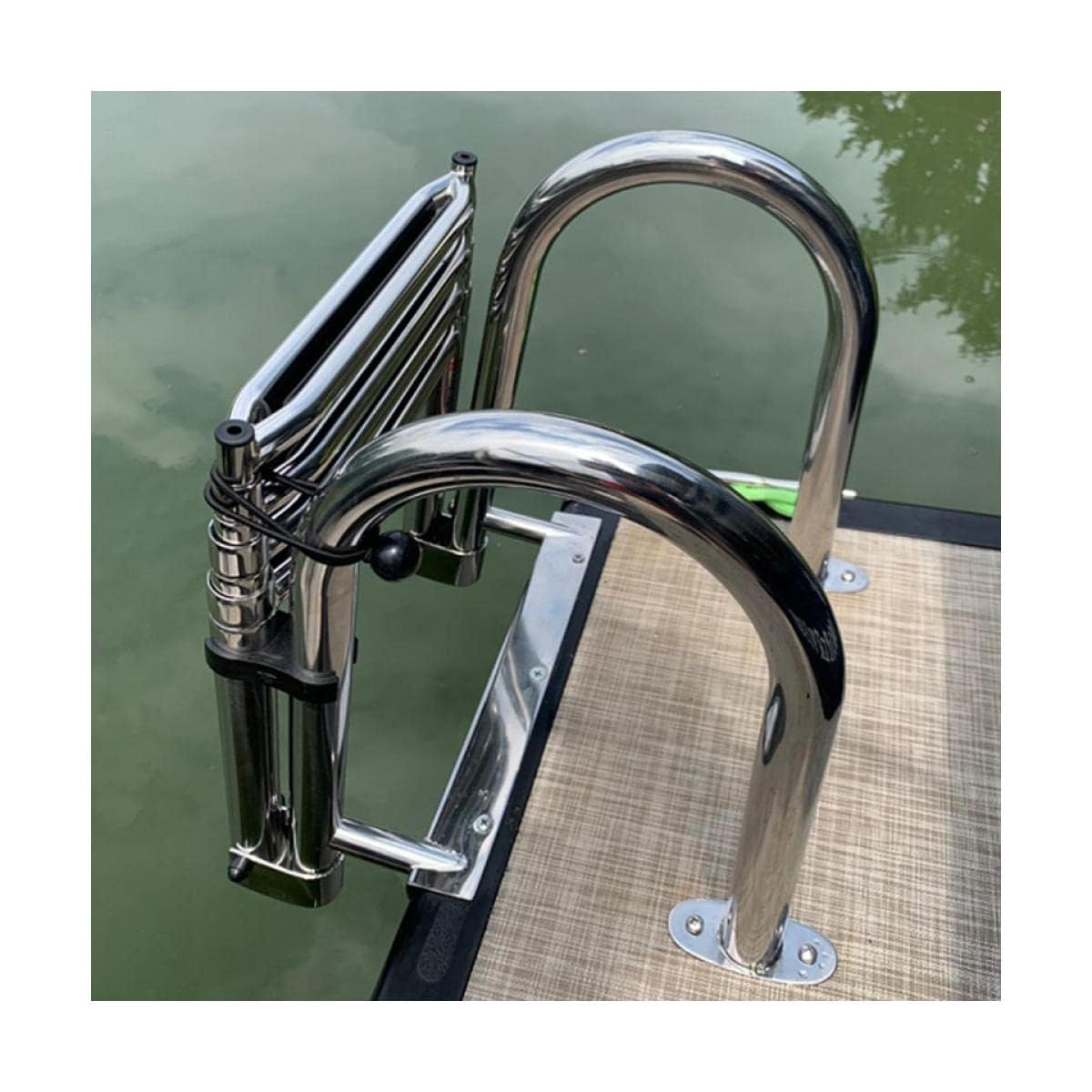 Scaletta per Barche Telescopica Pieghevole per Bacino Galleggiante/Scala per Barche,Scala per Barche a 4 Gradini per Pontone Telescopica Portante 3300lbs,Scala Pieghevole per Barche Assistenti a