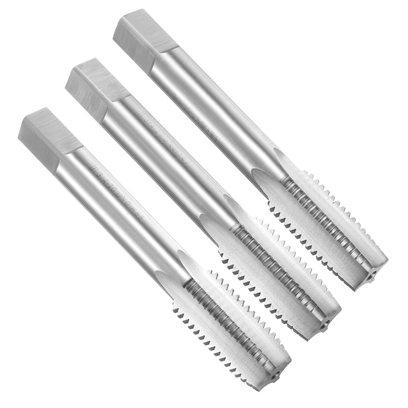 sourcing map 3pcs Hand Tap Set, 3/4"-10UNC Taper/Plug/Bottom Thread Screw Taps, High Speed Steel Hand Threading Tapping Tool Kit