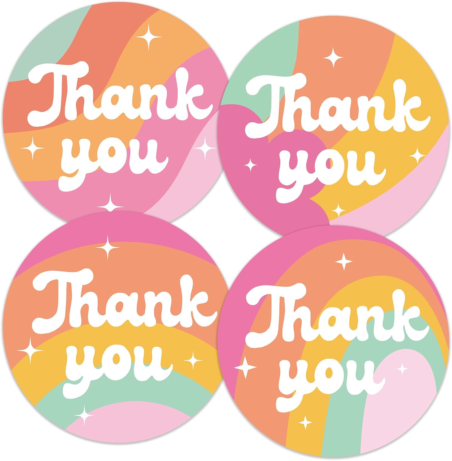 Anwyll Thank You Stickers - Rainbow Star Thank You Stickers for Small Business 480Pcs 1.5In Thank You Sticker for Packaging Self Adhesive Thank You Party Favor Seal Label Sticker for Card(4 Design)