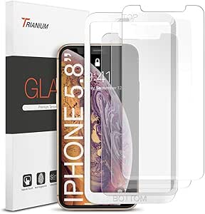 Trianium Tempered Glass Screen Protector designed for Apple iPhone 11 Pro/iPhone XS/iPhone X 5.8-inch, 3 Pack HD Clarity 0.25mm Film [Alignment Case Tool Included]