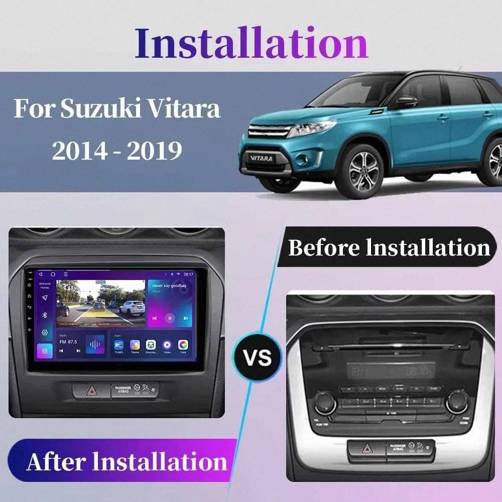 Car Stereo Carplay Radio de Coche para Suzuki Vitara 4 2014-2019 Soporta Bluetooth, Control Volante, USB, WiFi, 4G, Mirror-Link, GPS Navegador/Radio FM, 4 Nuclear 1G+32G