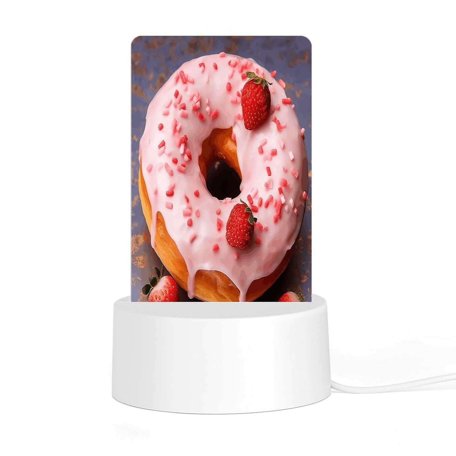 Adfgyerh Style Strawberry Donut Night Light Acrylic Material Easy Installation, Home Decor Usb Interface Power Supply, Lamp For Restaurant Bar Cafe Room Decor