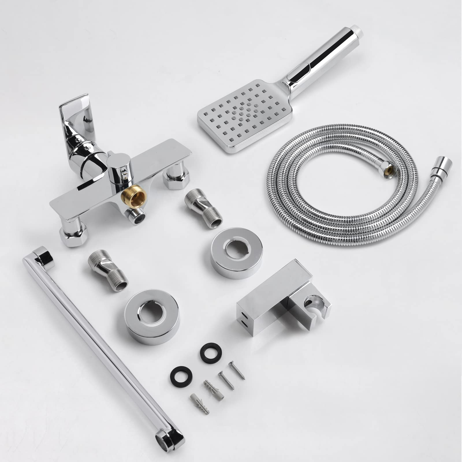 PHASAT Badewannenarmatur mit handbrause Wannenbatterie Badarmatur Auslauf Messing Einhand Wannenbatterie Badarmatur PTBC08E