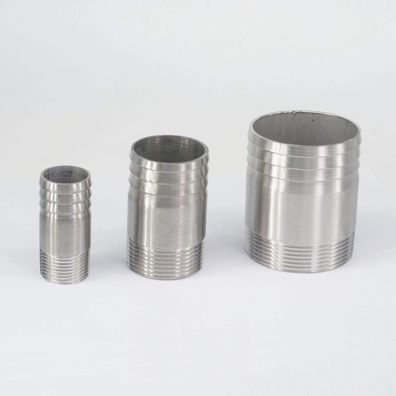 1" 1-1/4" 1-1/2" 2" 2-1/2" 3" 4" BSPT Male 304 Stainless Steel Pipe Fitting Tube Barbed Hose Tail Connector 1pc(2-1/2")