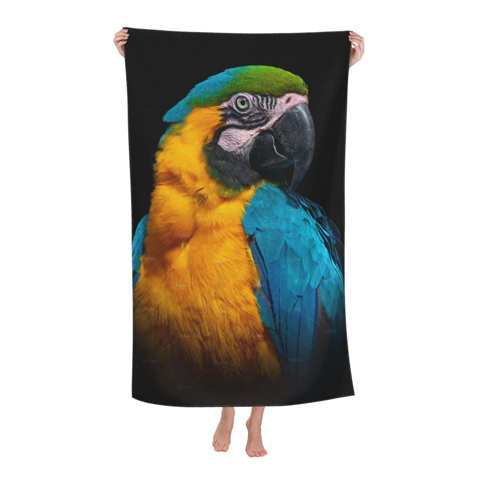 LSRCPD Beach Towel Parrot On Dark Microfiber Beach Towels Blanket Oversized Tropical Big Extra Large XL Pool Towels Quick Dry Sandproof for Women Girls Kids