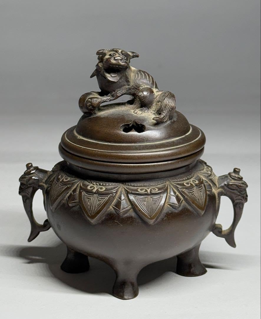 銅製 香炉 獅子蓋 象耳 銅器 茶器 茶道具 香道具 仏具 織田幸銅器 香炉 銅製 香炉 獅子蓋 象耳 銅器 茶器 茶道具 香道具 仏具 織田幸銅器 香炉