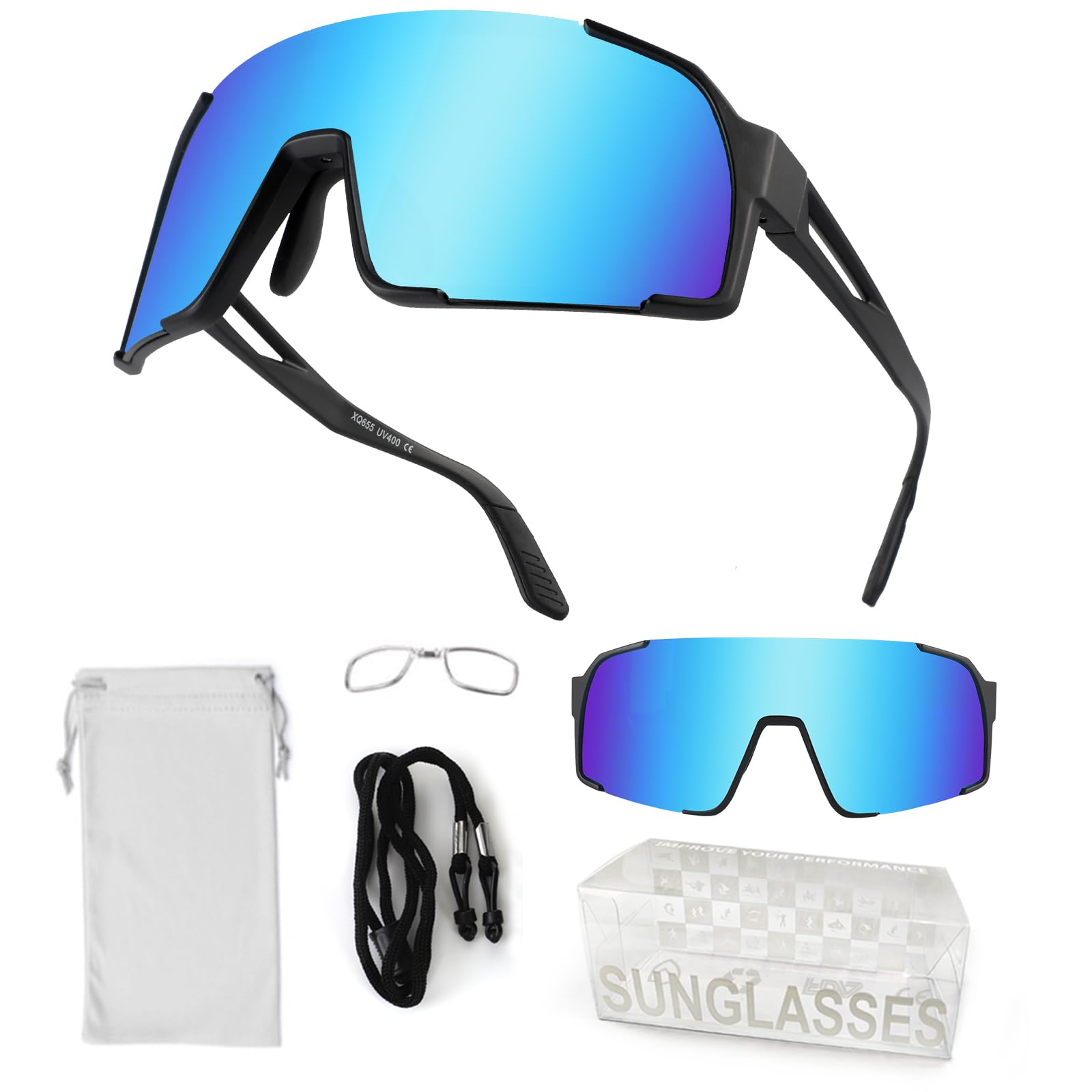 OULAIQI Occhiali da sole sportivi per uomo e donna, occhiali da ciclismo, protezione UV, per corsa, softball, pallavolo, escursionismo