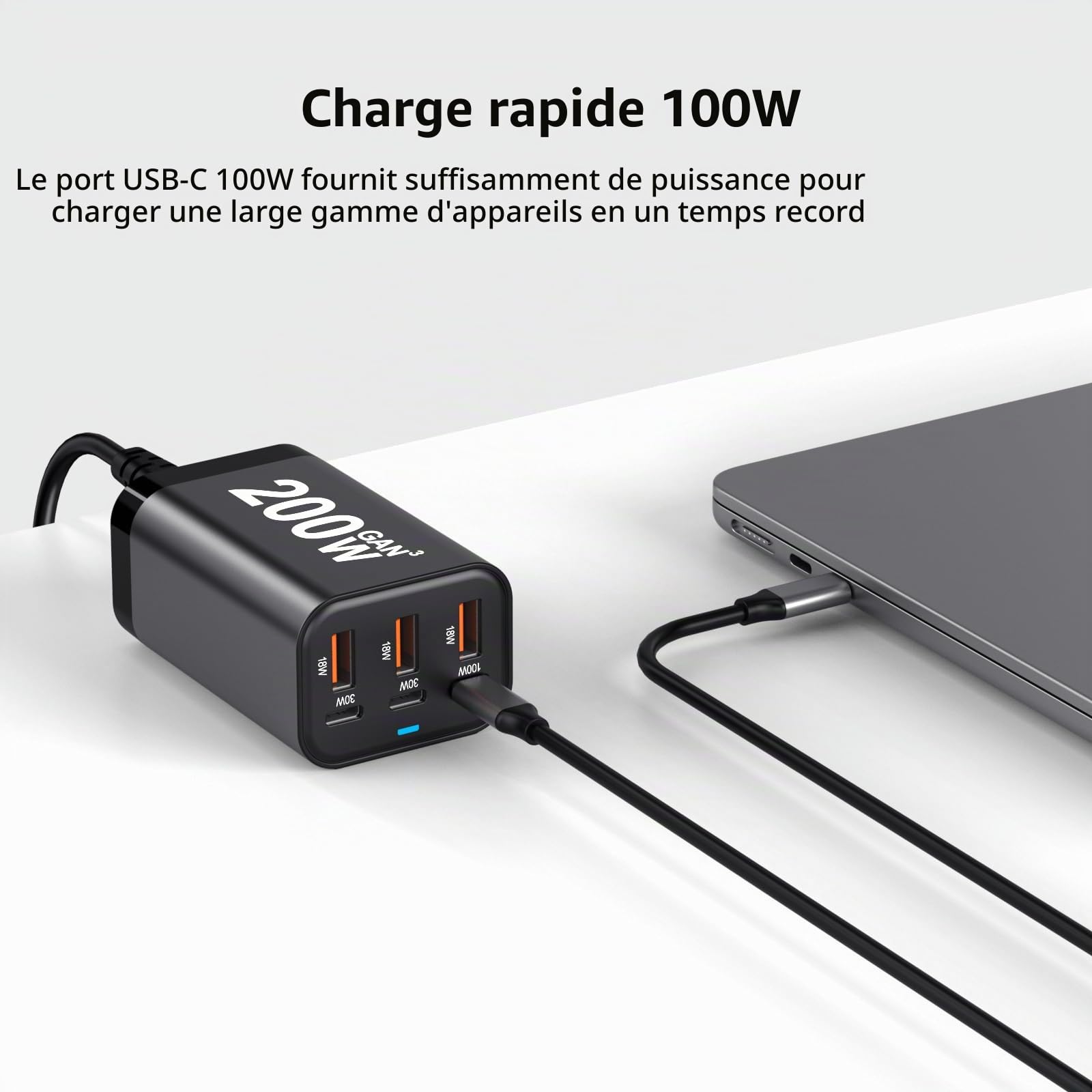 200W USB C Charger 6 Port PD 100W 65W 45W 20W GaN Wall Charger Adapter Plug USB A Fast Charging Station Block for MacBook Pro/Air, iPad, iPhone 17 16 Galaxy S26 Pixel Dell Laptop Type C Phone Android