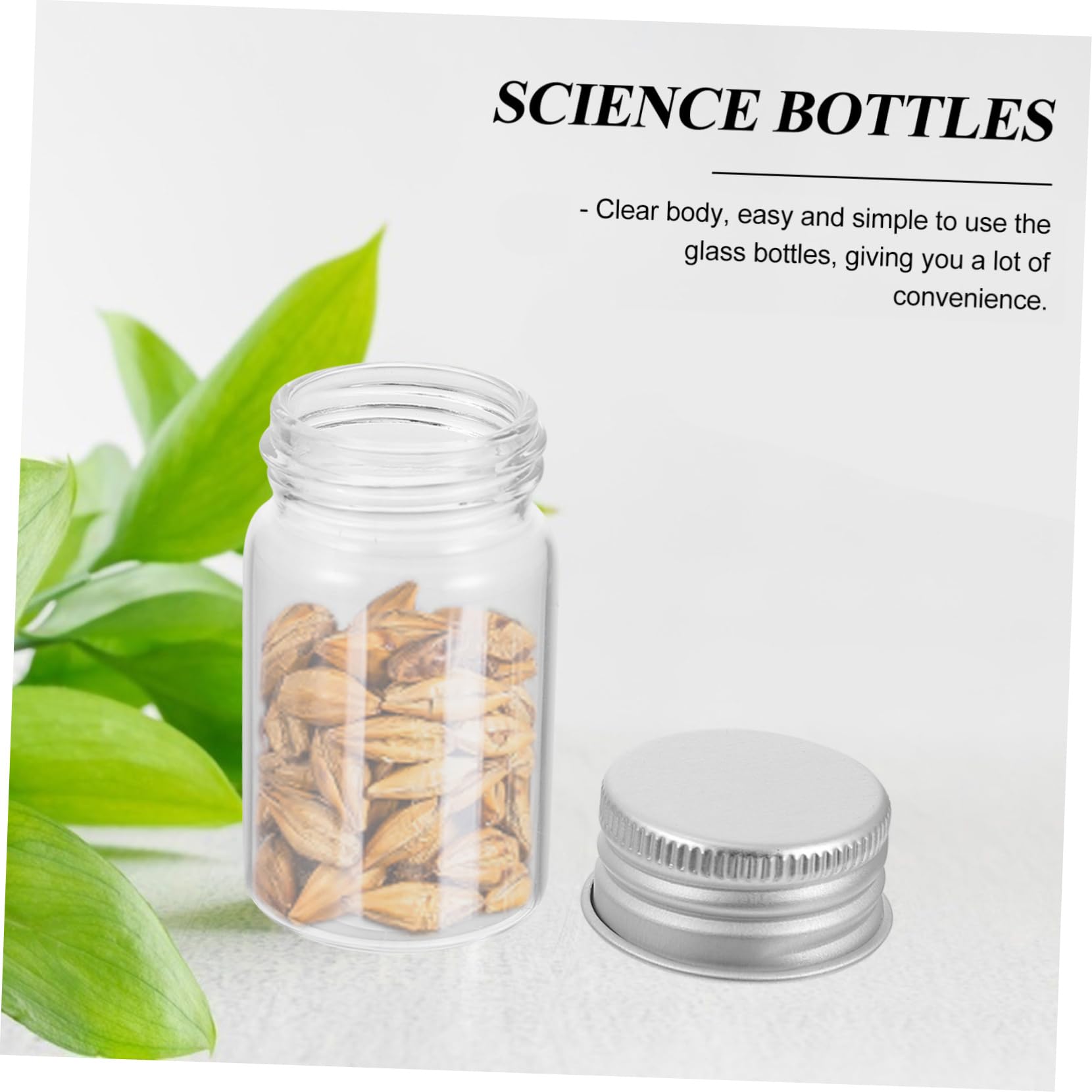 Vial de Vidrio Transparente 20ml con Tapa, 50 Piezas | Vidrio Ligero para Almacenar Muestras, Formato de Laboratorio, Uso en Experimentación
